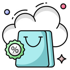 Trendy design icon of cloud shopping discount 