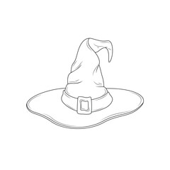 Witch's hat.Coloring book  for children and adults. Illustration isolated on white background. 