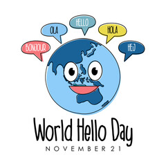 world hello day banner template vector flat design