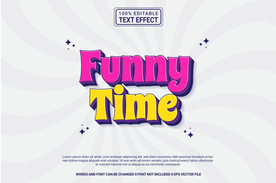 Editable text effect Funny Time 3d cartoon template stlye modren premium vector