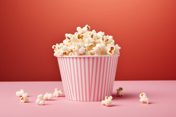 a cup of pink popcorn at the cinema