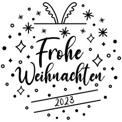 Frohe Weihnachten 2023 Weihnachtskugel mit Geweih und Sternen