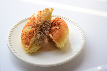 Butter baked bread stuffed with tuna