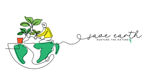 Continuous line art of earth day concept. Earth day is celebrated every year on april 22.