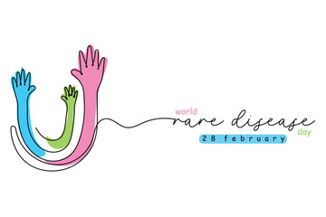 world rare disease day is observed every year on 28 february. Line art vector. Rare diseases awareness concept art.