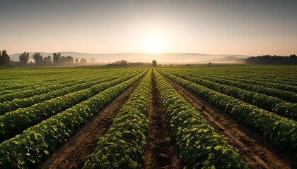 Fototapeta na wymiar Organic farm harvests fresh vegetables in tranquil rural landscape generated by AI