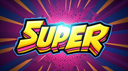Word super in superhero style text effect