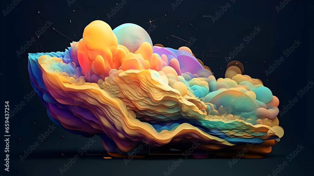 Poster abstract colorful gradient translucent wave background. modern glossy colorful translucent fluid mot