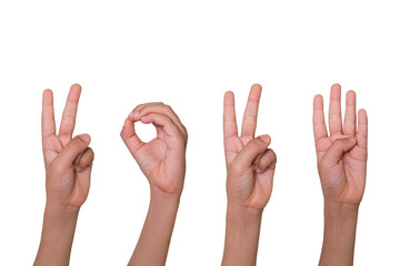 hands forming number 2024 for new year with white background