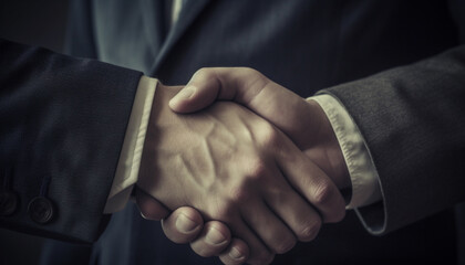 Successful business partnership achieved through trust and cooperation generated by AI