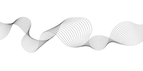 Abstract wavy grey stream element for design on transparent background isolated. frequency sound wave lines, technology, data science, business wave line background. Vector illustration.