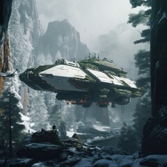 spaceship in snow
