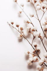 Delicate cotton flower decoration in a stylish and natural setting, perfect for home decor.