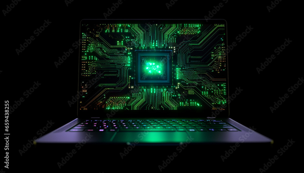 Aufkleber global communications through modern technology, digitally generated abstract circuit board generate
