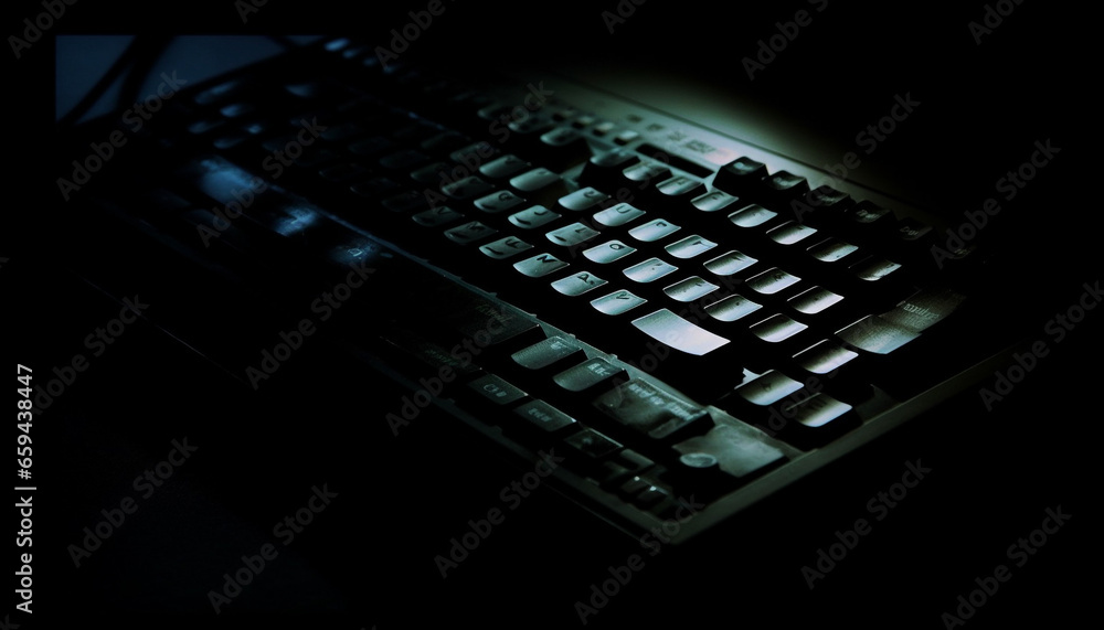 Aufkleber modern technology illuminates the dark with computer keypad electricity generated by ai