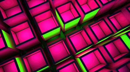 Fototapeta na wymiar Lime Green and pink neon glowing lights on black background. Black Friday Sale concept. Futuristic abstract digital dark illustration in vibrant colors.