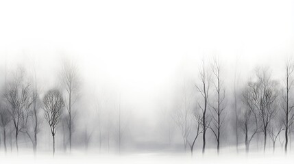 Fototapeta na wymiar a black and white photo of a foggy forest with trees. generative ai
