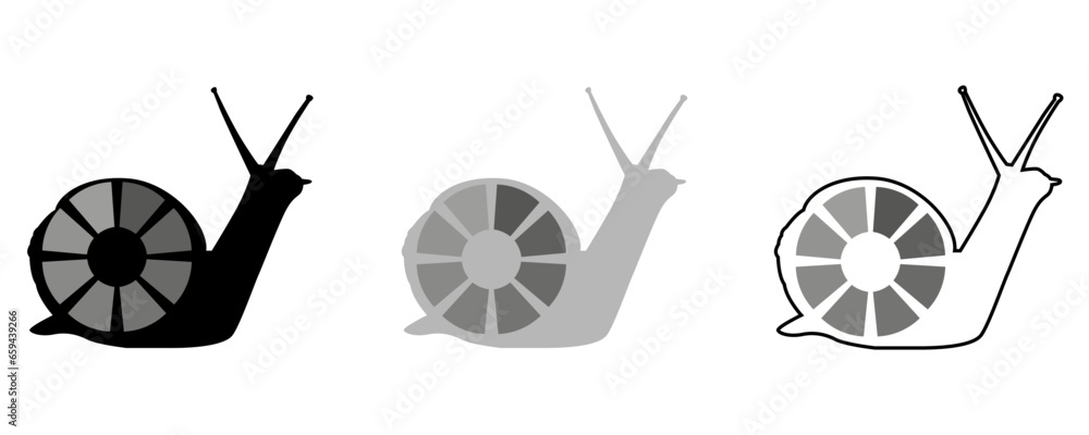 Poster slow loading vector icon in snail style on a white background, eps10