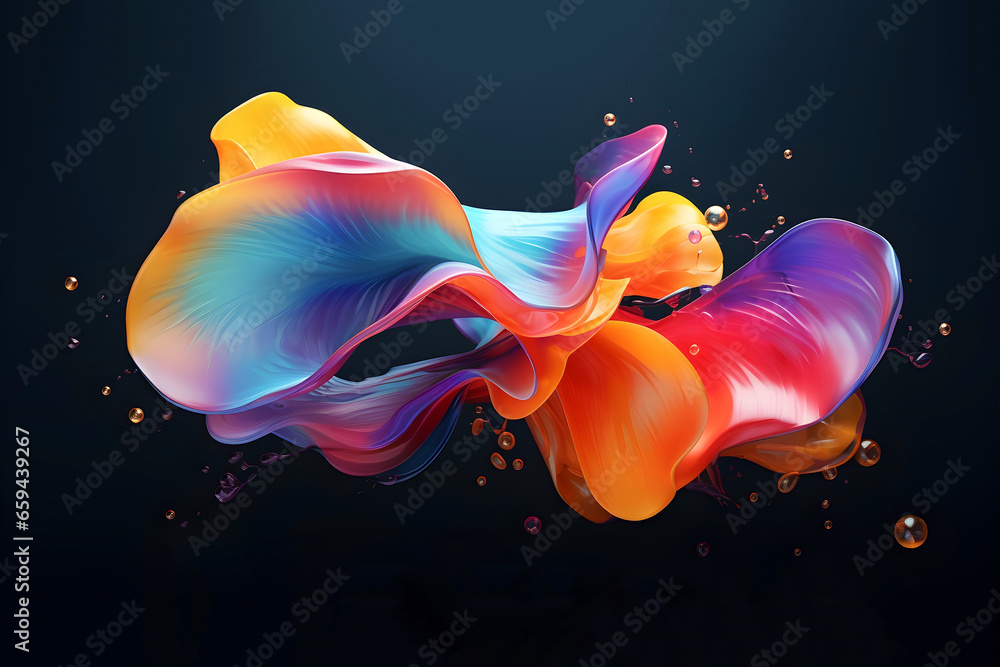 Poster abstract colorful gradient translucent wave background. modern glossy colorful translucent fluid mot
