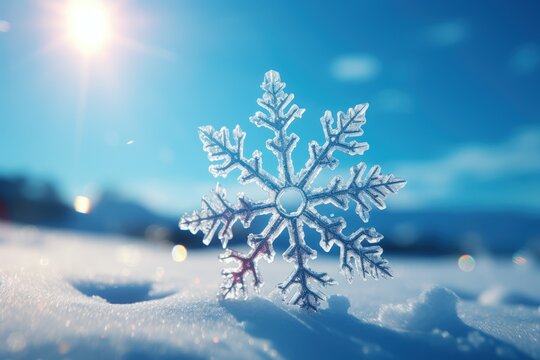 Snowflakes on Sky at Sunshine. AI generative