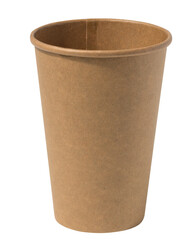 Empty brown paper disposable cup on a white background, concept eco-friendly, zero waste