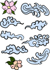 Chinese cloud vector for coloring book and printing on white background.