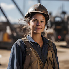 portrait of a female construction worker, AI