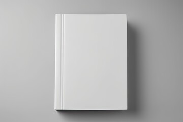 White Book on Gray Background. Realistic Three-Dimensional Paperback with Blank Empty Pages - obrazy, fototapety, plakaty