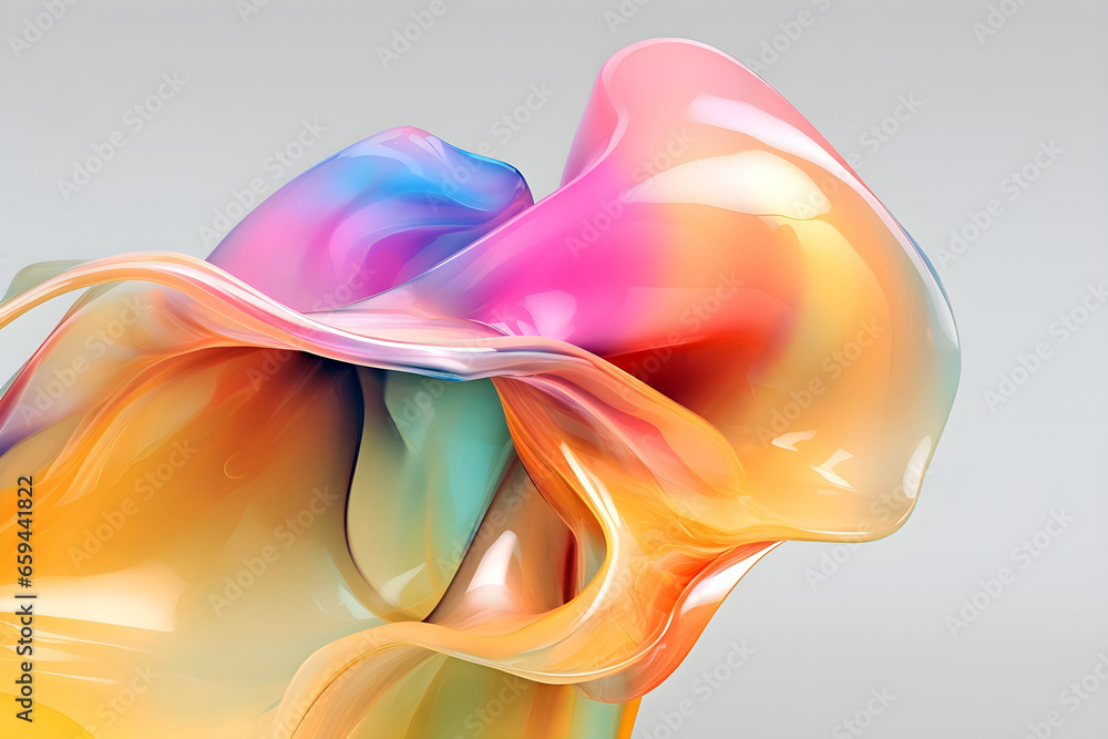 Poster abstract colorful gradient translucent wave background. modern glossy colorful translucent fluid mot