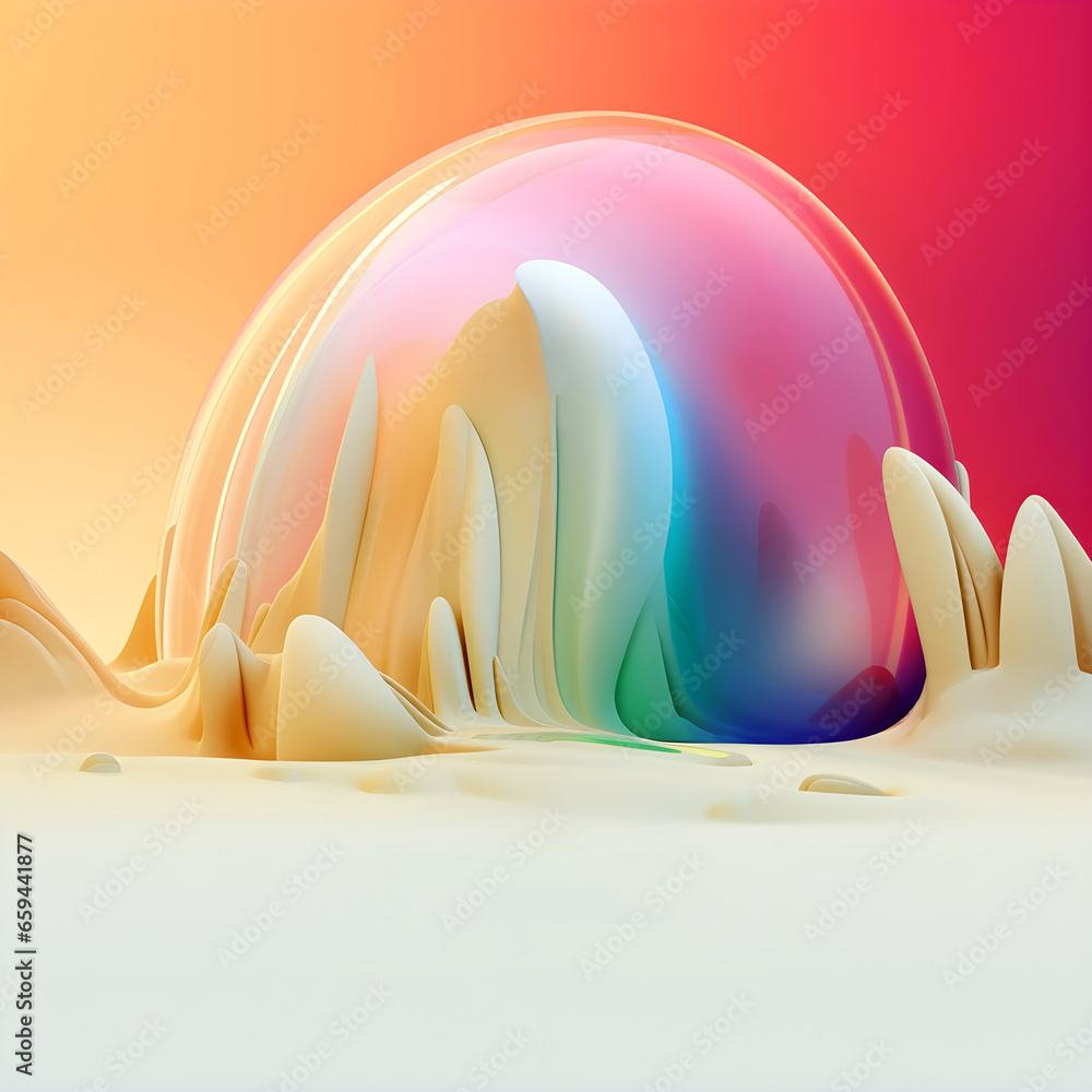 Poster abstract colorful gradient translucent wave background. modern glossy colorful translucent fluid mot
