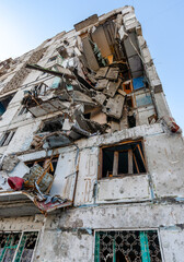 destroyed and burned houses in the city Russia Ukraine war