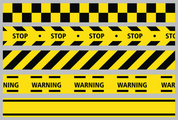 Set of warning tapes isolated on white background. Warning tape, danger tape, caution tape, under construction tape. Vector illustration