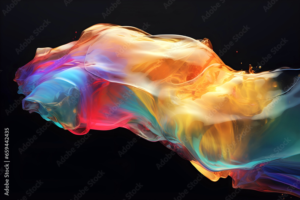 Poster abstract colorful gradient translucent wave background. modern glossy colorful translucent fluid mot