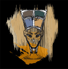 Nefertari Merenmut queen. Avant-garde art. Modern. Contemporary trendy art illustration