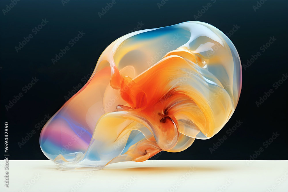 Poster abstract colorful gradient translucent wave background. modern glossy colorful translucent fluid mot