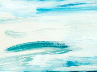 Abstract sea landscape. Original painting. Hand drawn, impressionism style, blue color texture with copy space, brushstrokes of paint, art background.