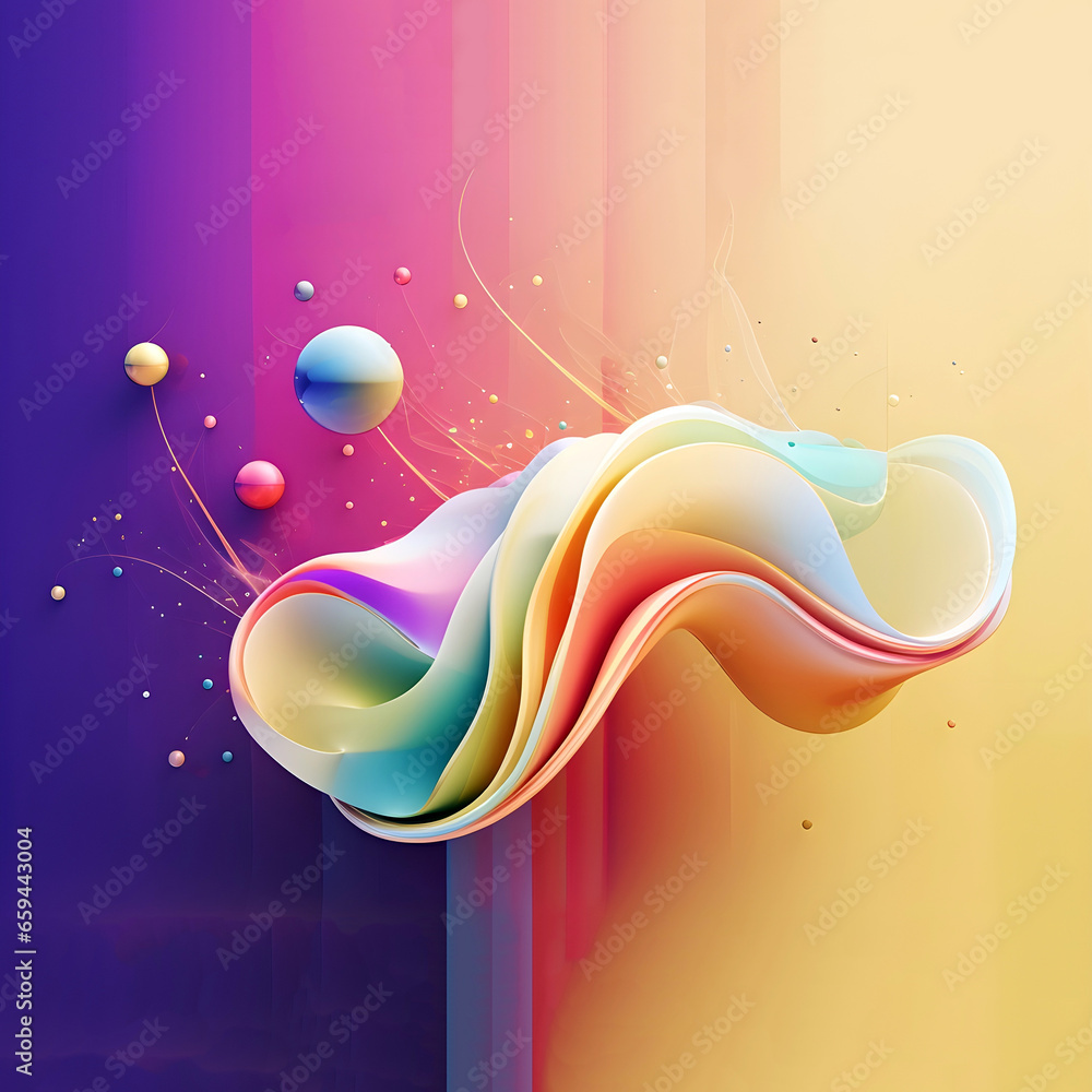 Poster abstract colorful gradient translucent wave background. modern glossy colorful translucent fluid mot