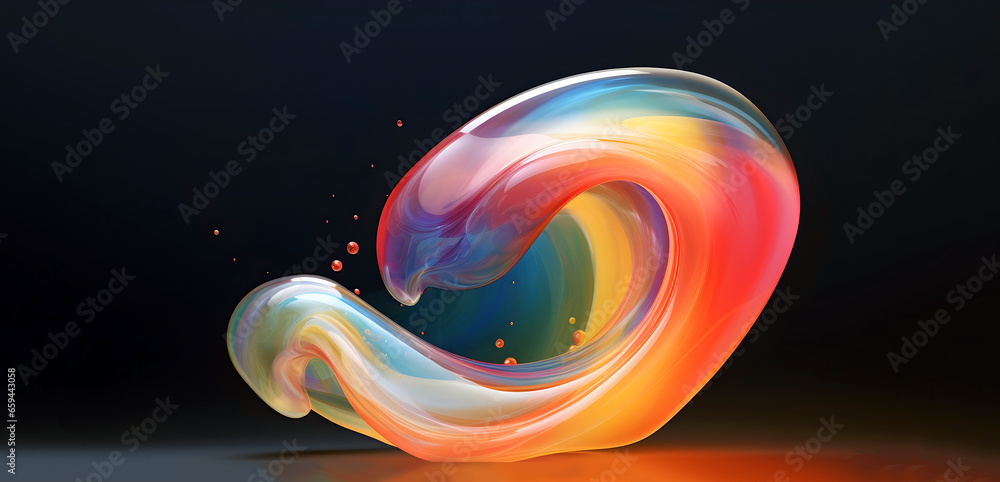 Poster abstract colorful gradient translucent wave background. modern glossy colorful translucent fluid mot