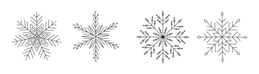 Fototapeta premium Snow. Snowflake- vector icons. Snowflakes template. Snowflake different shape. Winter concept. Vector illustration.