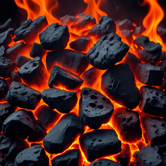 Charcoal fire background. Generative ai