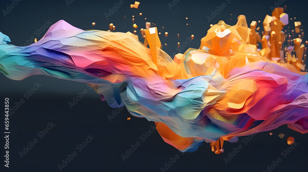 Poster abstract colorful gradient translucent wave background. modern glossy colorful translucent fluid mot