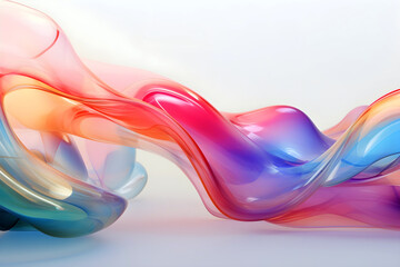 Naklejka premium Abstract colorful gradient translucent wave background. modern glossy colorful translucent fluid motion waves, fluent style liquid cloth 3D illustration. Generative AI