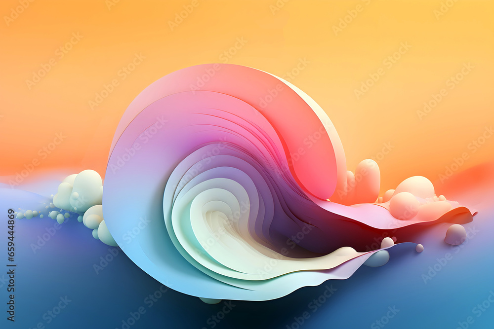 Poster abstract colorful gradient translucent wave background. modern glossy colorful translucent fluid mot