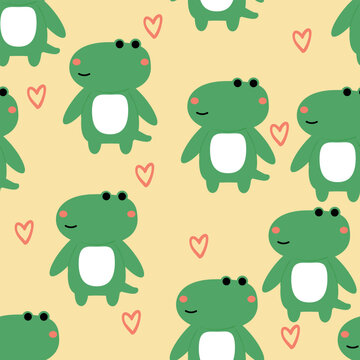 Seamless pattern of cute crocodile face on pastel background.Reptile animal character cartoon design.Image for card,poster,baby clothing.Kawaii