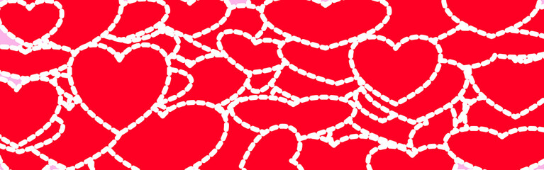 Many textured red hearts lie on top of each other: valentine's day background, group heart for background
