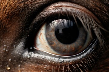 close-up view of a horse's eye. Generative AI