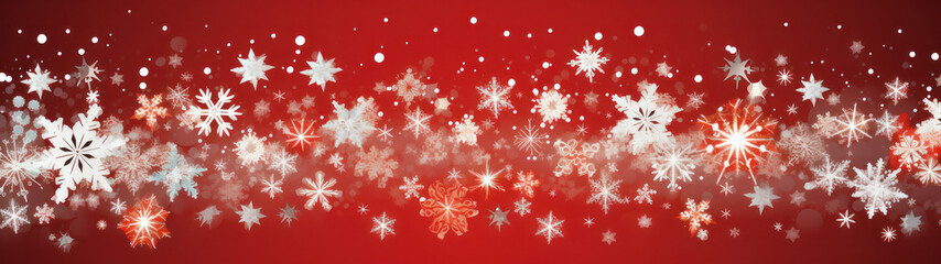 Fototapeta na wymiar Christmas Banner with Snowflakes and Reindeer Pattern. Generative AI