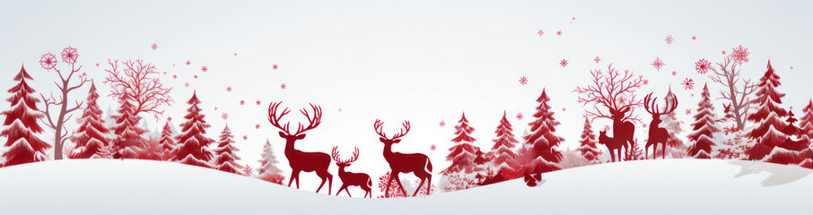 Christmas Banner with Snowflakes and Reindeer Pattern. Generative AI