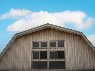 Barn House, Memu Meadows in Hokkaido, Japan. Picture for use in illustrations Background image or copy space