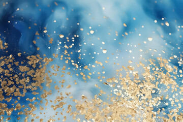 Golden particles on blue background, Chinese new year concept